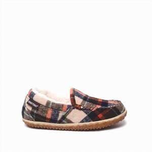 NEW MINNETONKA women's tempe slipper in brown autumn plaid